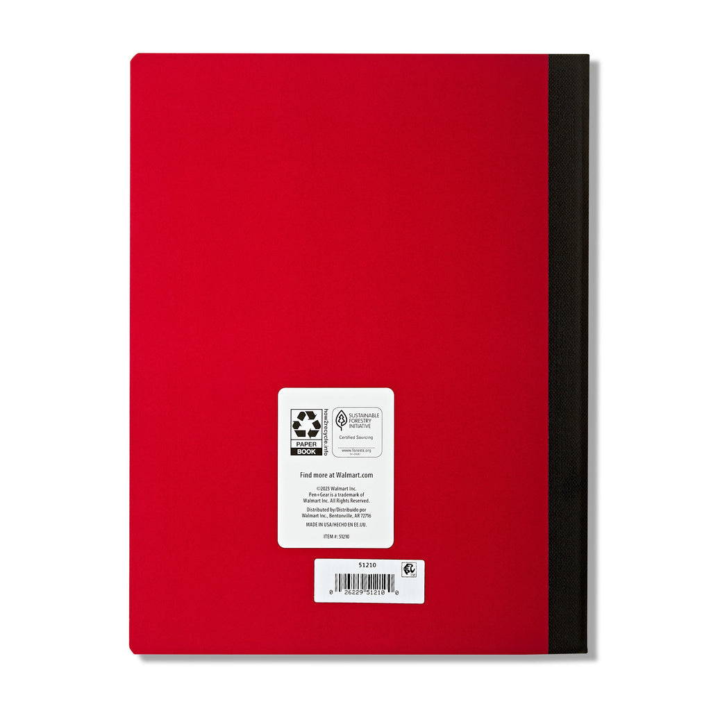 Pen+Gear Wide Ruled Composition Notebooks, 9.75 Inch x 7.5 Inch, Red, 80 Sheets