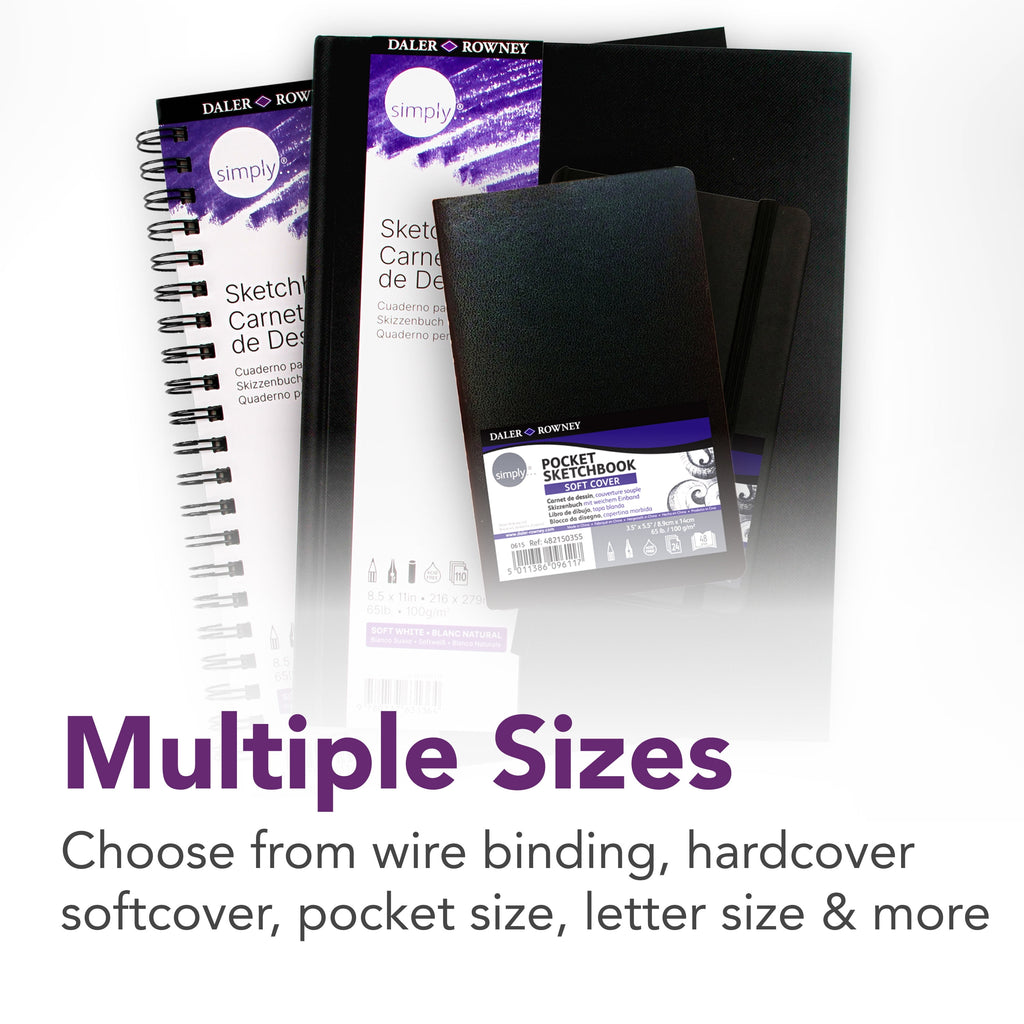 Daler-Rowney Simply... Sketchbook, Soft White, (100gsm), Softcover Binding, 48 Pages, 3.5" x 5.5"