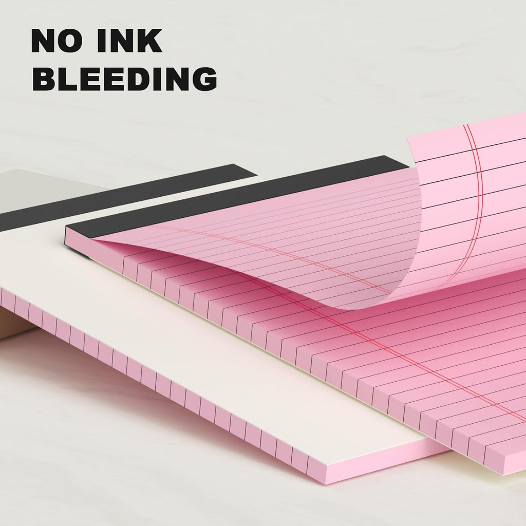 Ahot 6pcs Small Note Pad 5x8 College Ruled Pink Legal Pads Paper Notepads 6 Pack Study Back Writing Pads 5 x 8 Legal Pads Perforated Narrow Ruled Pads of Paper Pink