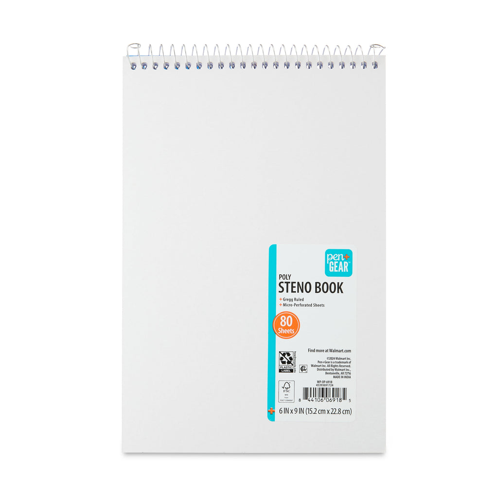 Pen+Gear Gregg Ruled Poly Notebook, Blue, 6" x 9", 80 Sheets, 160 Pages