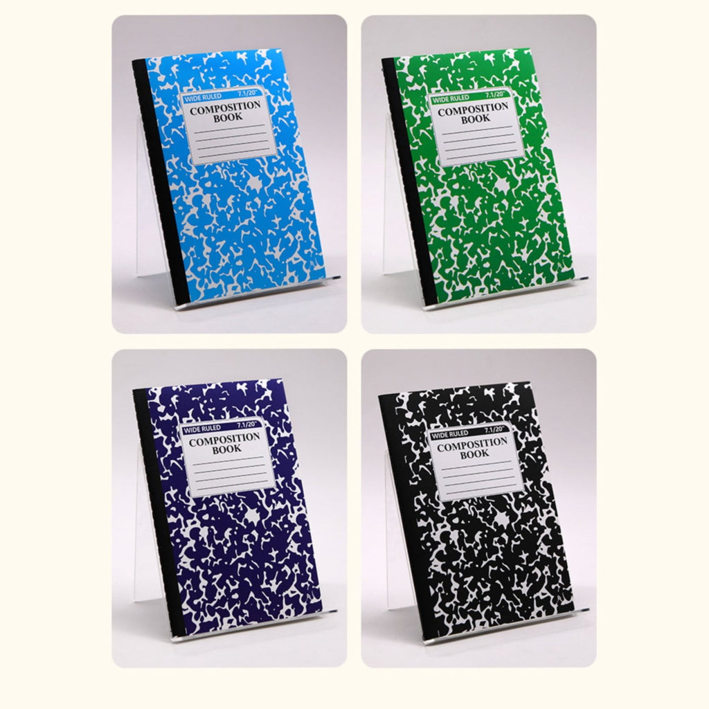 Composition Notebook, Wide Ruled Composition Book, Marble Composition Notebooks for Work, 30 Sheets/60 Pages, Hard Cover, Sturdy Sewn Binding, Office Classroom Supplies, Black