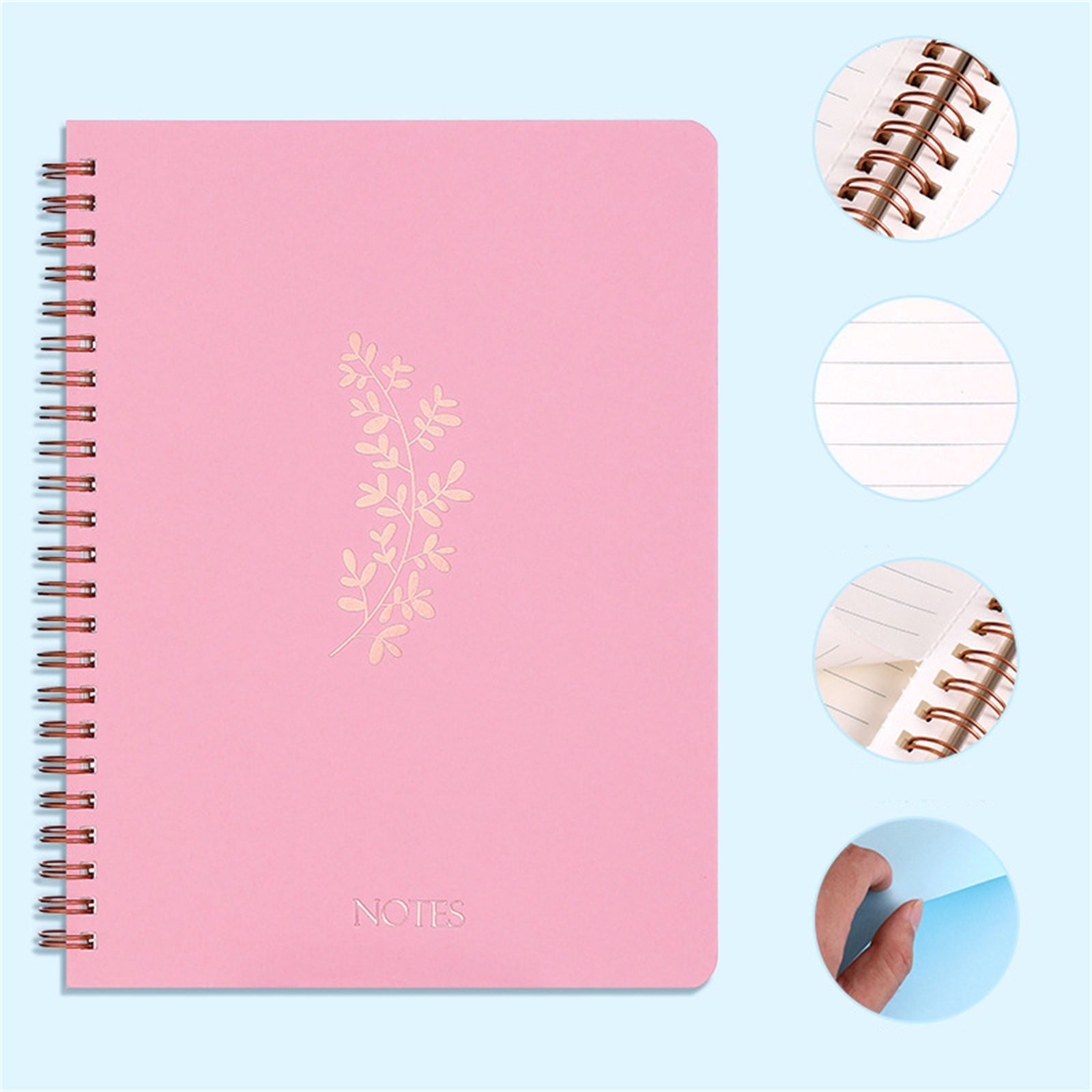 Spiral Notebook, Furenl Aesthetic Notebook Cute Preppy Style 8X6 Journal/Notebook with Large Pockets and Ruled Pages Perfect for Staying Organized While Working or Studying, A Floral Notebook