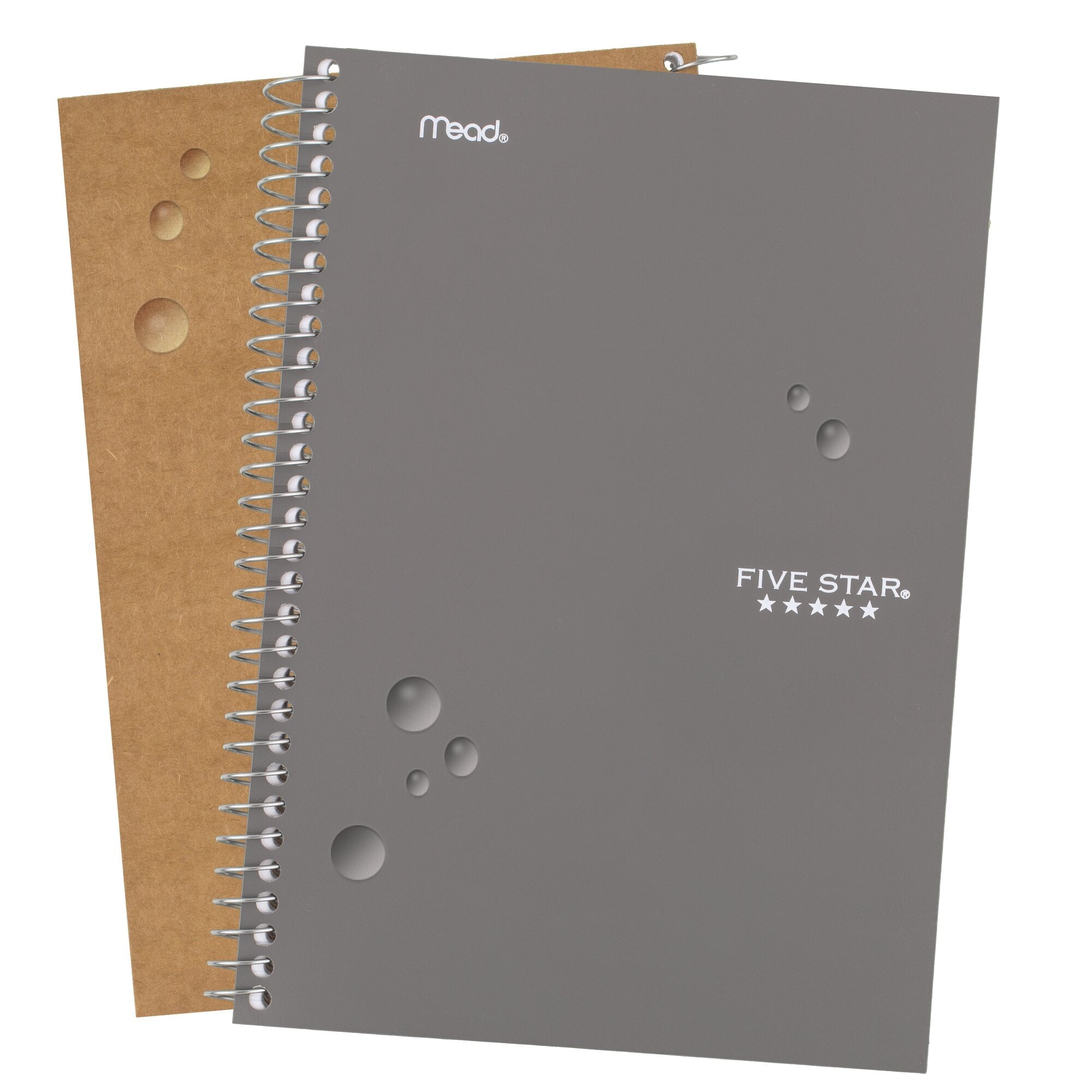 Five Star Spiral Notebook, 2 Subject, College Ruled, 6" x 9.5", Gray
