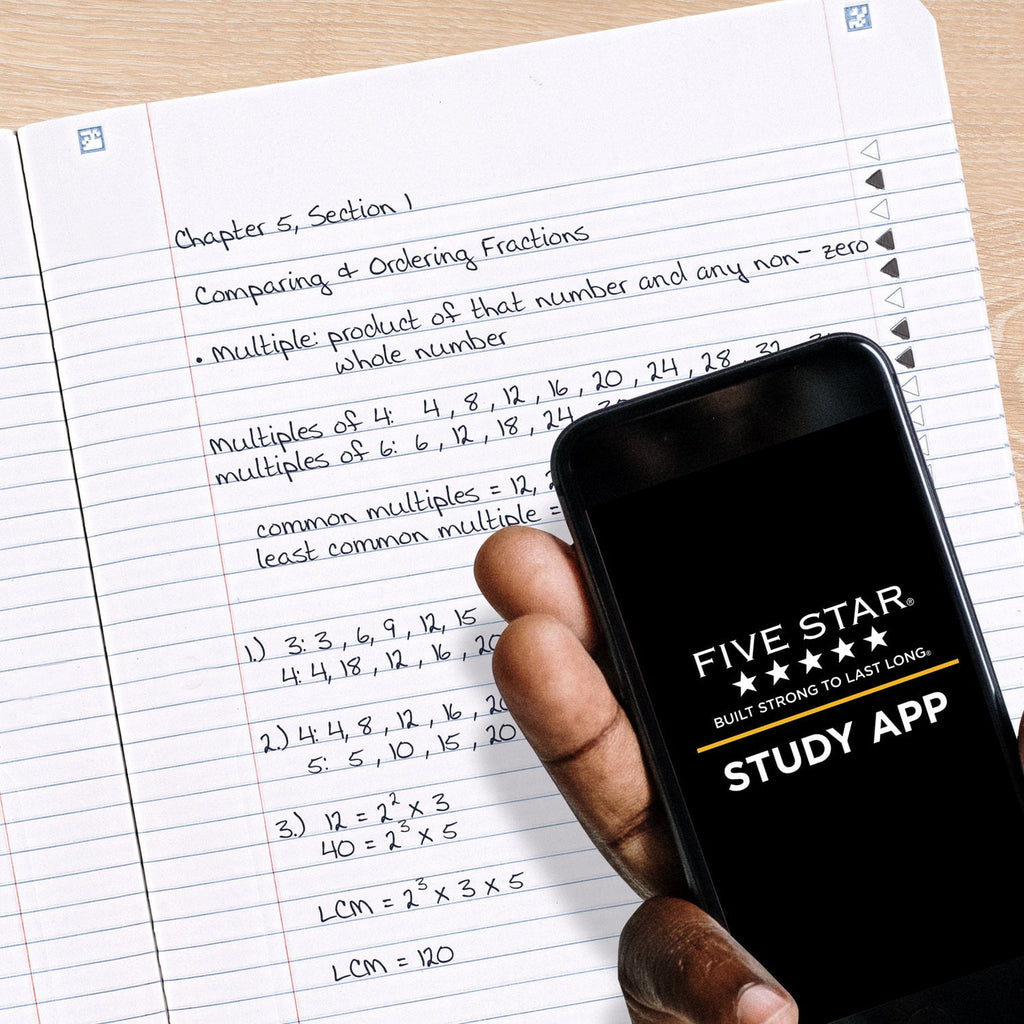 Five Star Composition Book Plus Study App, College Ruled, 80 Sheets, Poly, 7.5" x 9.75", Black