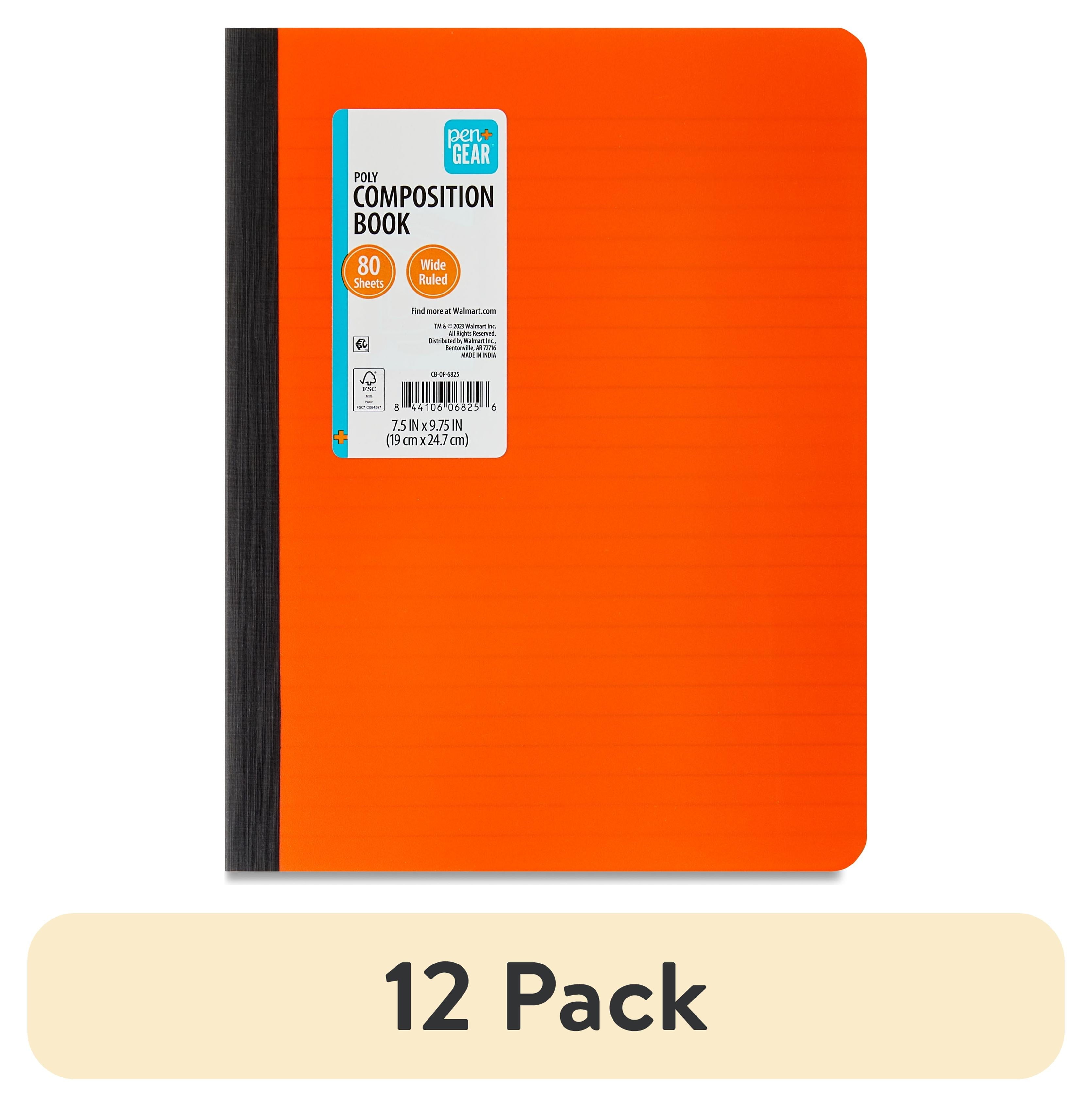 (4 pack) Pen+Gear Composition Book, Wide Ruled, 7.5"x 9.75", Poly Cover, Green, 80 Sheets