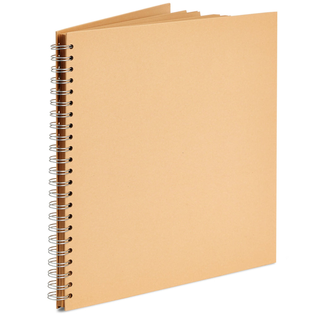 Paper Junkie Spiral Bound Scrapbook Album - 12 x 12 In, Kraft Hardcover, 40 Sheets (80 Pages) - Blank Kraft Paper Pages Lay-Flat for Drawing & Writing - Scrapbook Journal