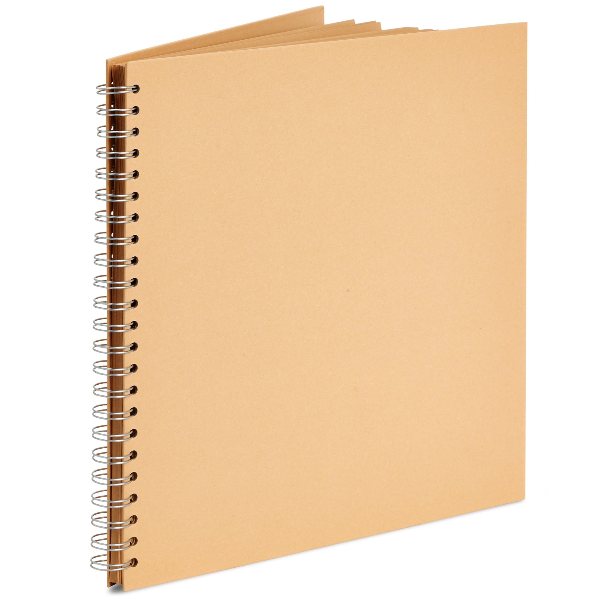 Paper Junkie Spiral Bound Scrapbook Album - 12 x 12 In, Kraft Hardcover, 40 Sheets (80 Pages) - Blank Kraft Paper Pages Lay-Flat for Drawing & Writing - Scrapbook Journal