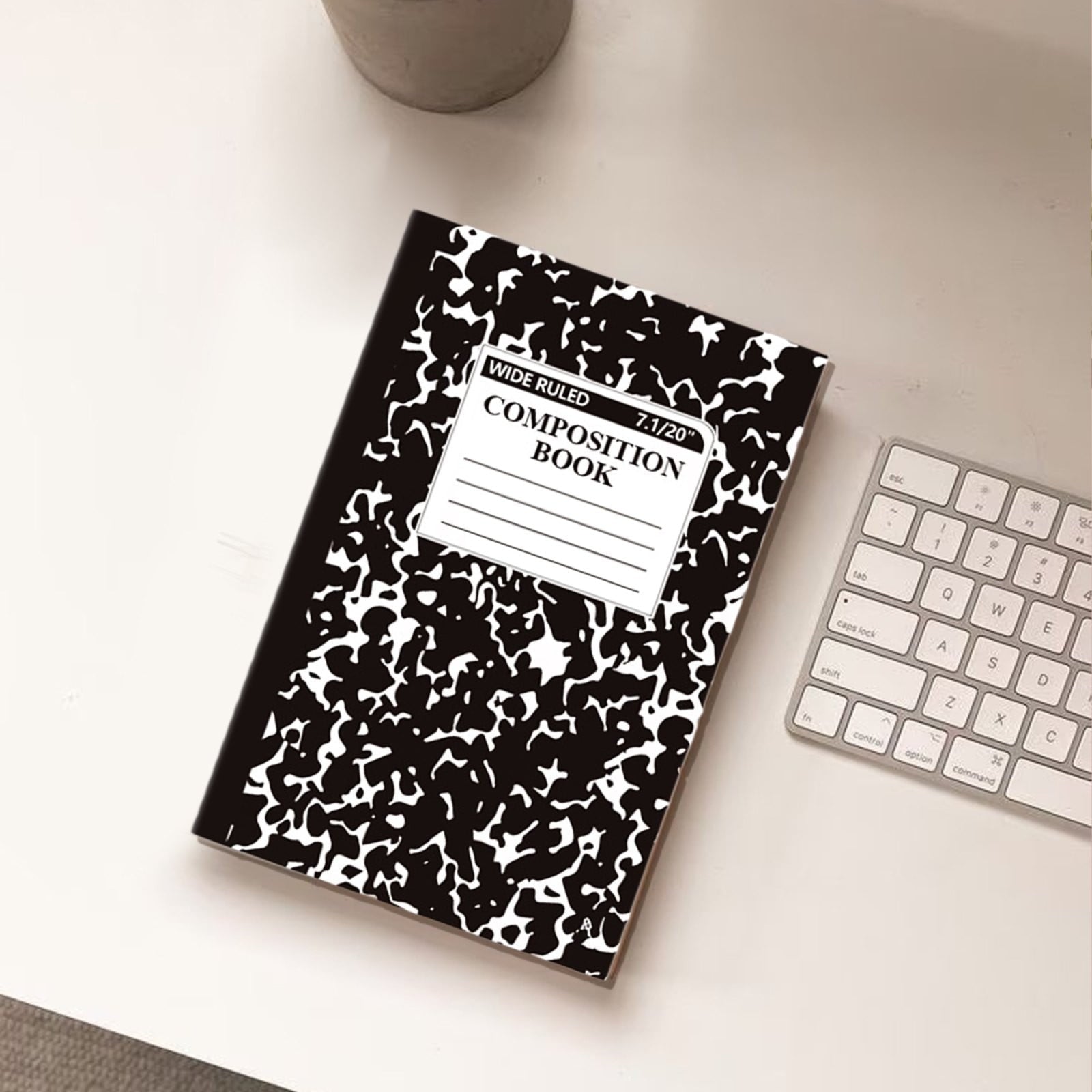 Composition Notebook, Wide Ruled Composition Book, Marble Composition Notebooks for Work, 30 Sheets/60 Pages, Hard Cover, Sturdy Sewn Binding, Office Classroom Supplies, Black