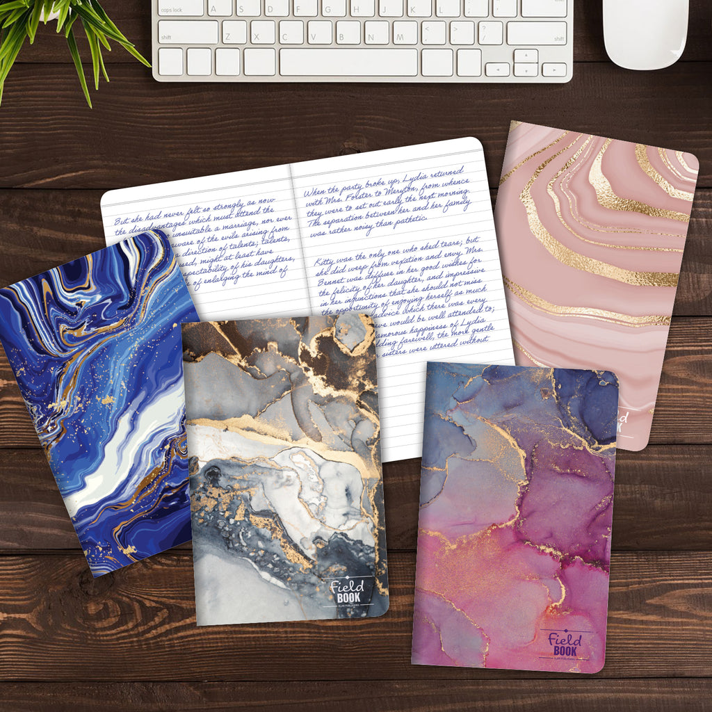 5 x 8 Field Book Set - Line Text / Combo Marble Covers