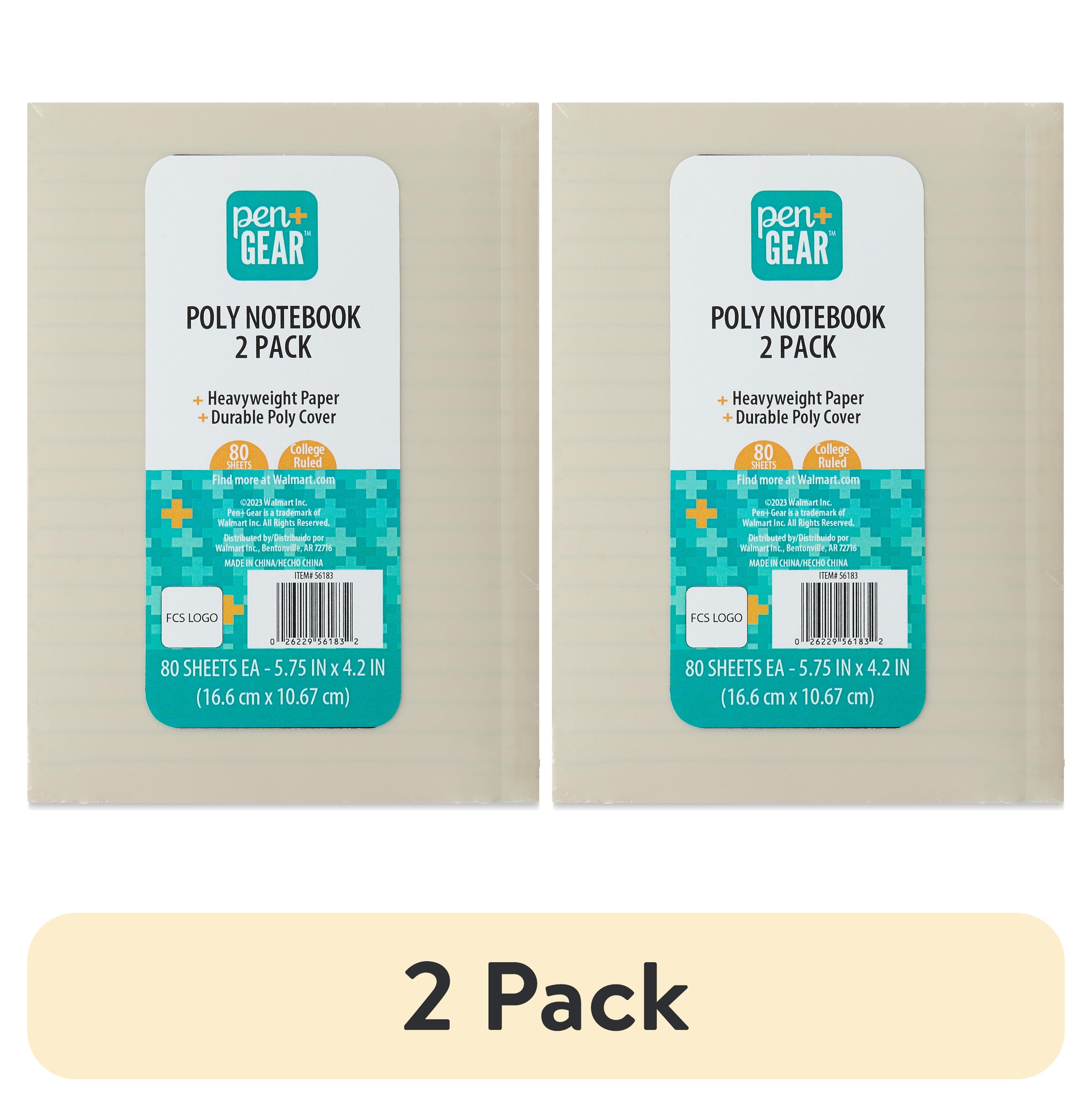 (2 pack) Pen+Gear Poly Notebooks, Black & White, 5.75" x 4.2", 80 Ruled Pages, 2 Count