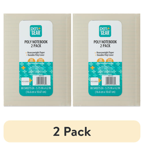 (2 pack) Pen+Gear Poly Notebooks, Black & White, 5.75" x 4.2", 80 Ruled Pages, 2 Count