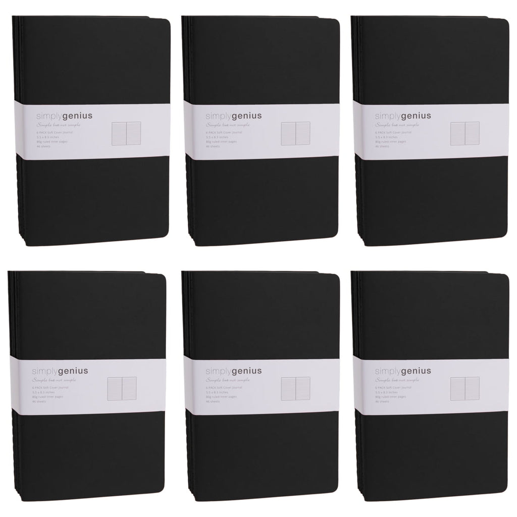 Simply Genius (30pk) A5 Soft Cover Journal Notebook, 5.5x8.3, Black