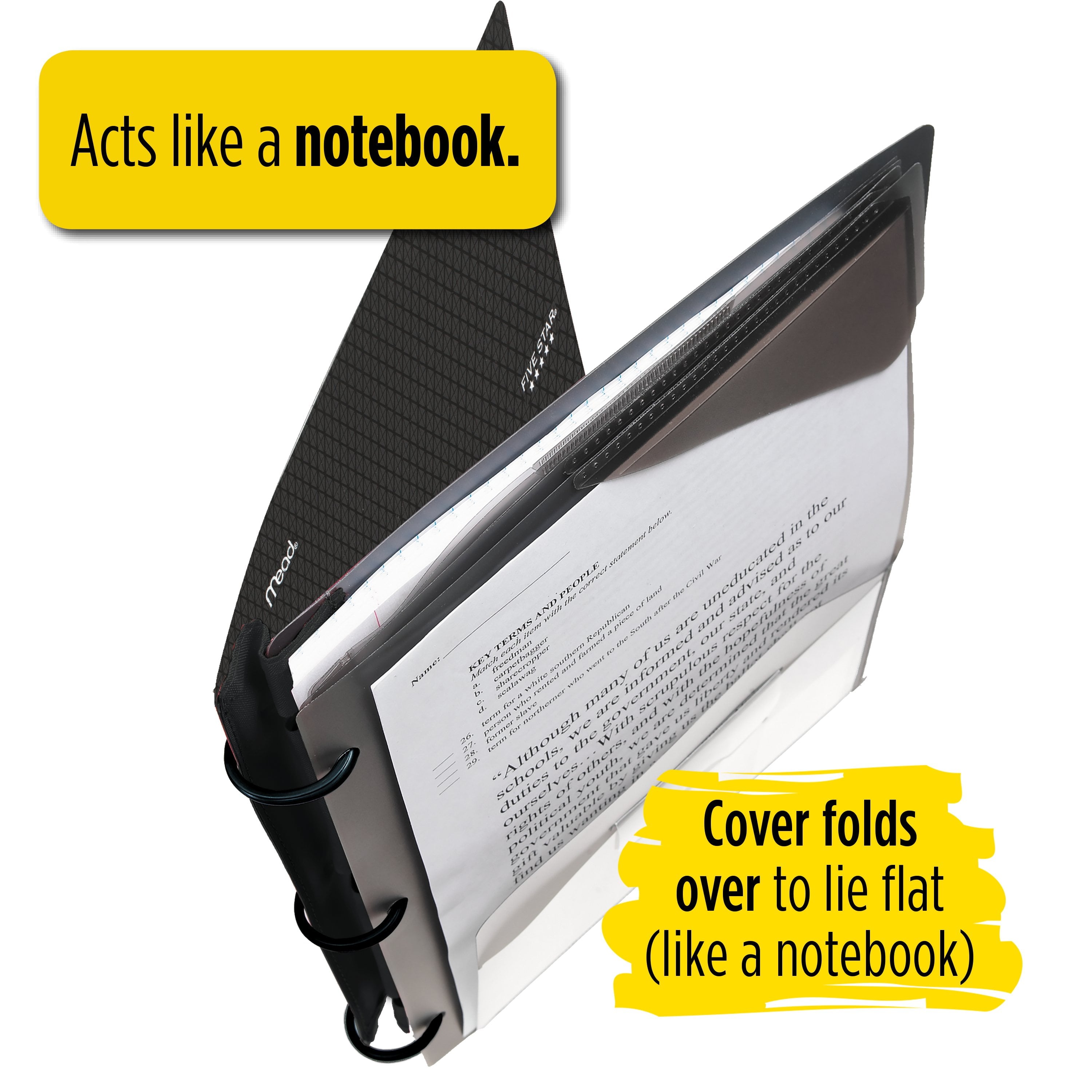 Five Star Flex 1 1/2" Hybrid NoteBinder, Black (29324AA2)