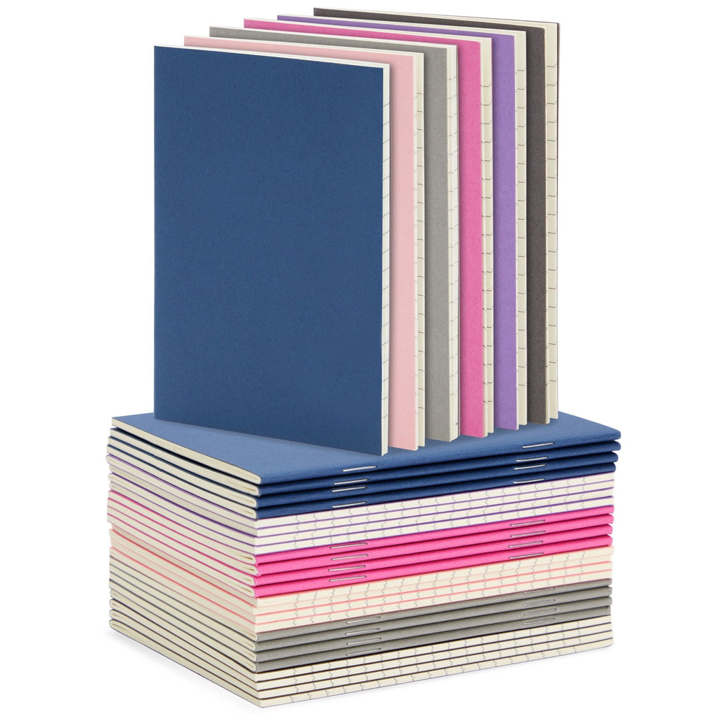 Paper Junkie 24 Pack Mini Paper Notebooks for Kids, Bulk Pocket Notepads with 48 Lined Pages for Journaling, Writing, Composition, School Supplies (6 Colors, 3.5 x 5 in) - Composition Notebook