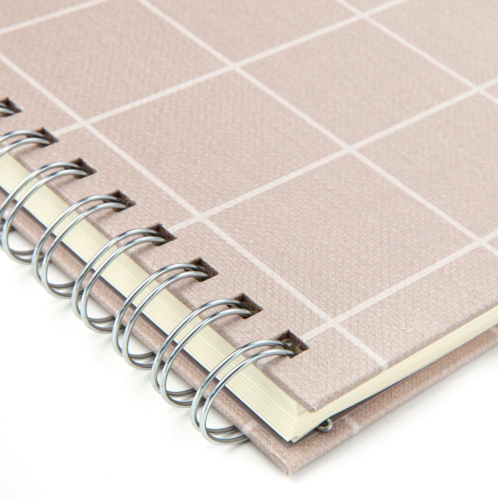 Mintgreen Spiral Bound Notepad, 7.4" x 9.75", Checked Tan, 105 Sheets