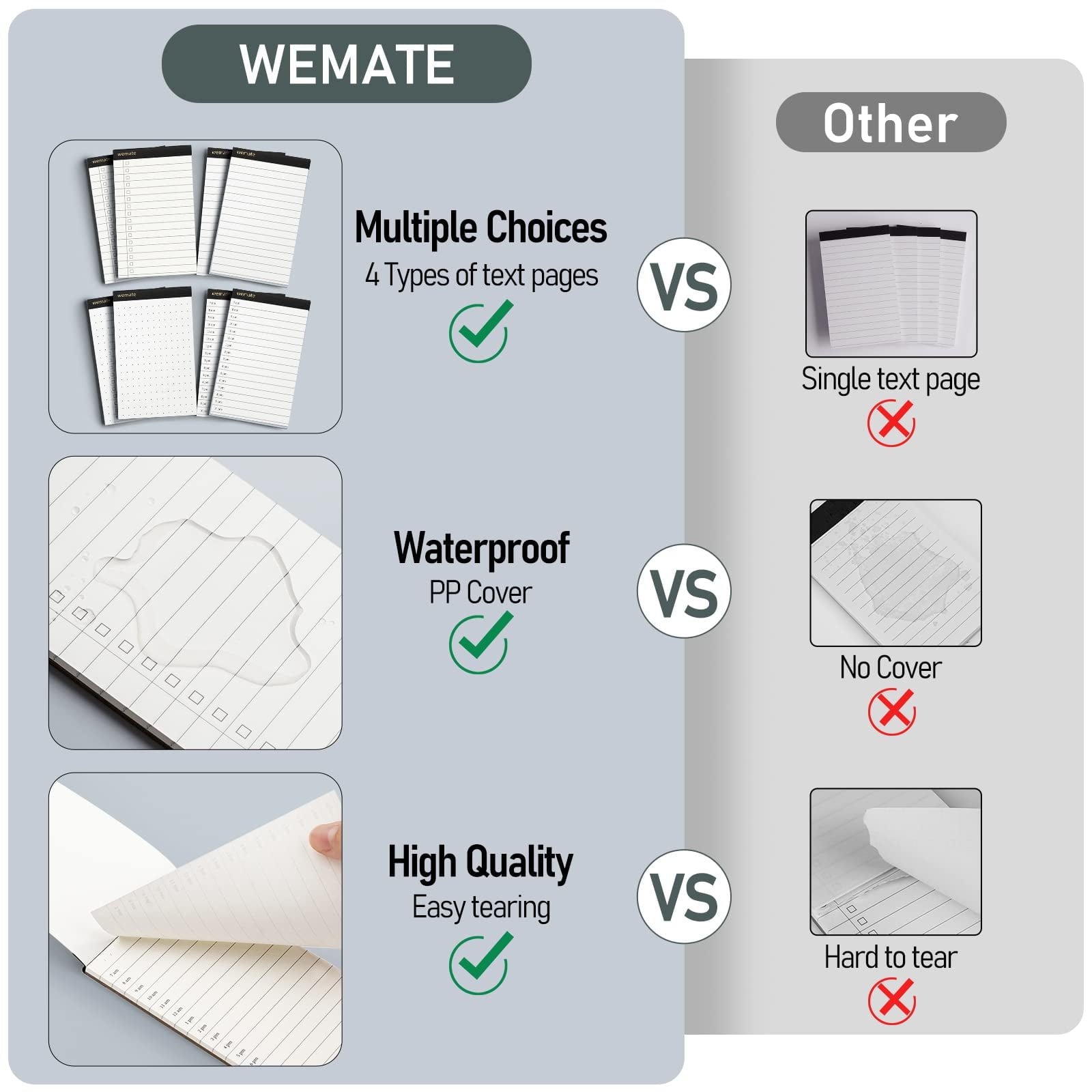WEMATE Notepad Holder Set,for Meetings, Daily Records, and Notes Black