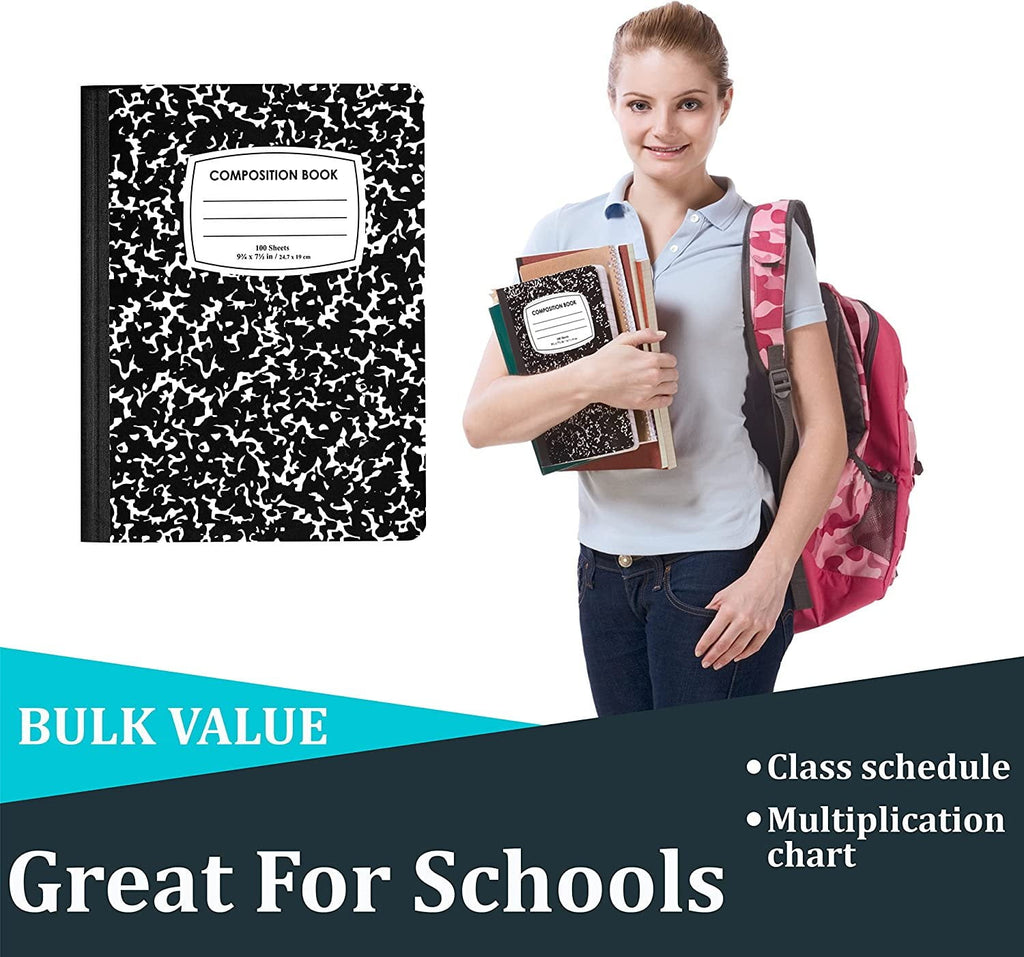 Composition Notebooks, College Ruled Composition Notebook, Hard Cover Marble Composition Notebook, 100 sheets, 200 Pages 48, College Ruled