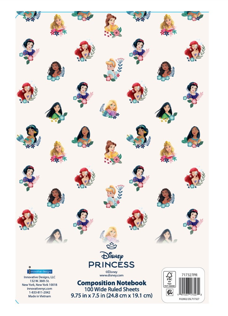 Disney Princess Composition Writing Notebook, 9.75 in, 100 Sheets, Wide Ruled, Multi-Color