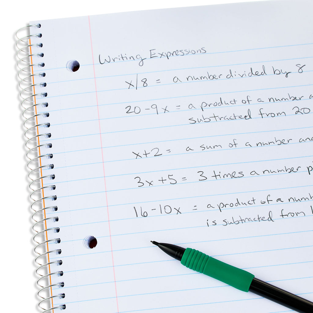 Pen + Gear Poly 1-Subject Notebook, Wide Ruled, 9" x 11", 100 Sheets, Green