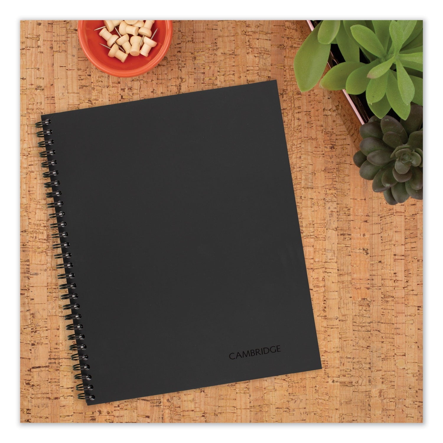 Cambridge Wire Bound Business Notebook, Wide/Legal Rule, Black Cover, 9.5" x 6.68", 80 Sheets