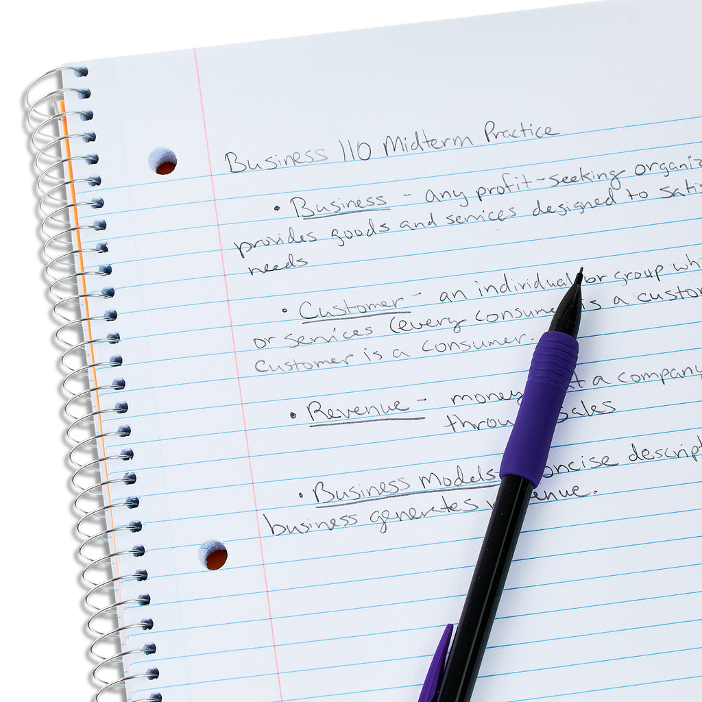 Pen+Gear College Ruled Poly 1-Subject Notebook with Inside Pockets, 9" x 11", Teal, 100 Heavyweight Sheets