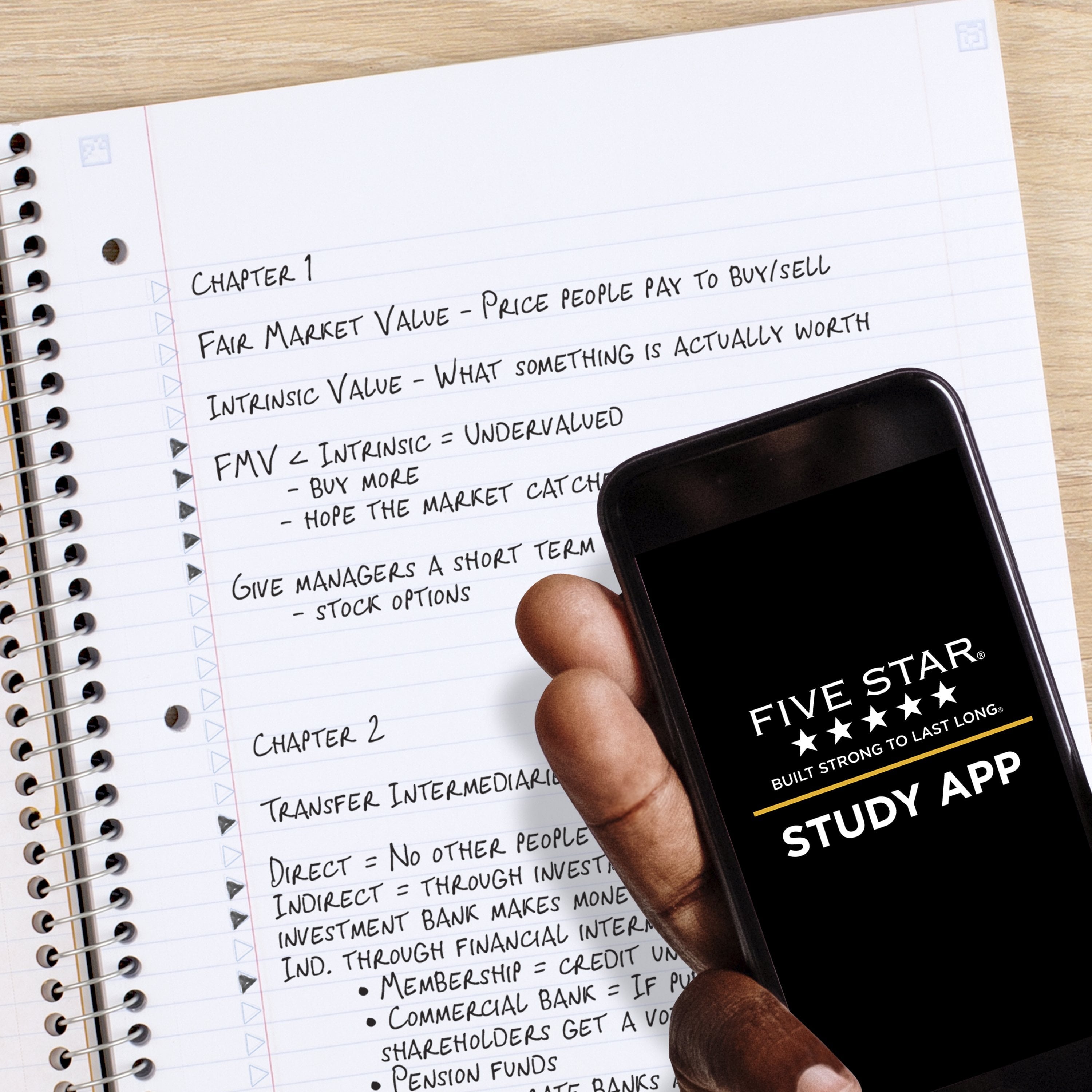 Five Star 1 Subject College Ruled Notebook Plus Study App, 8.5" x 11", Black, Poly, Spiral, 100 Sheets