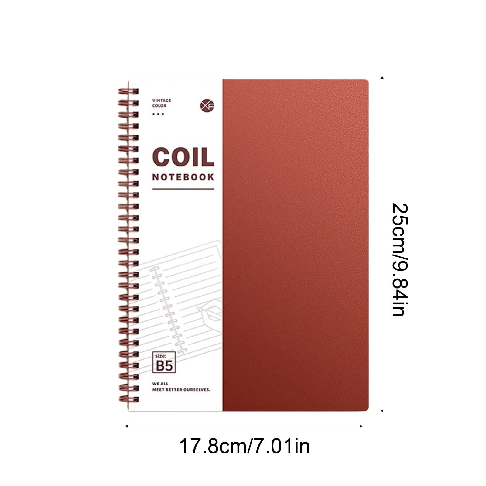Mauxuk B5 Notebook with 9mm Grids, Thick Paper Flip Coil, Durable Plastic Cover, 120 Pages, for Office & College