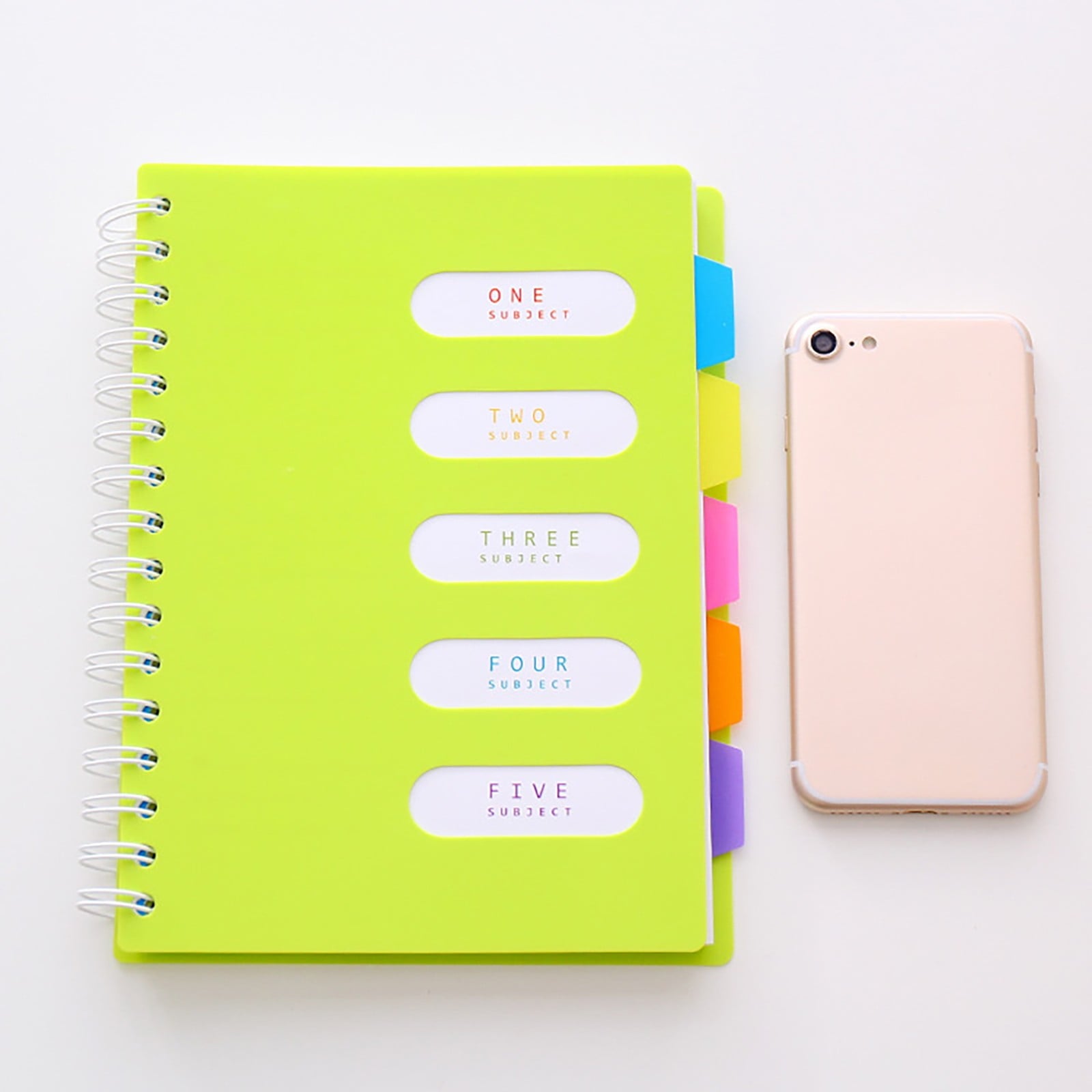 5 Subject Spiral Notebook with Divider Tabs, A5 Wide Ruled 6.7" × 8.4" Hardcover Tabbed Notebook Journal, 240 Pages