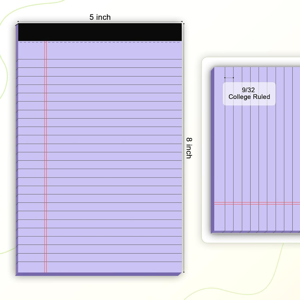 Ahot 6pcs Small Note Pad 5x8 College Ruled Pink Legal Pads Paper Notepads 6 Pack Study Back Writing Pads 5 x 8 Legal Pads Perforated Narrow Ruled Pads of Paper Pink