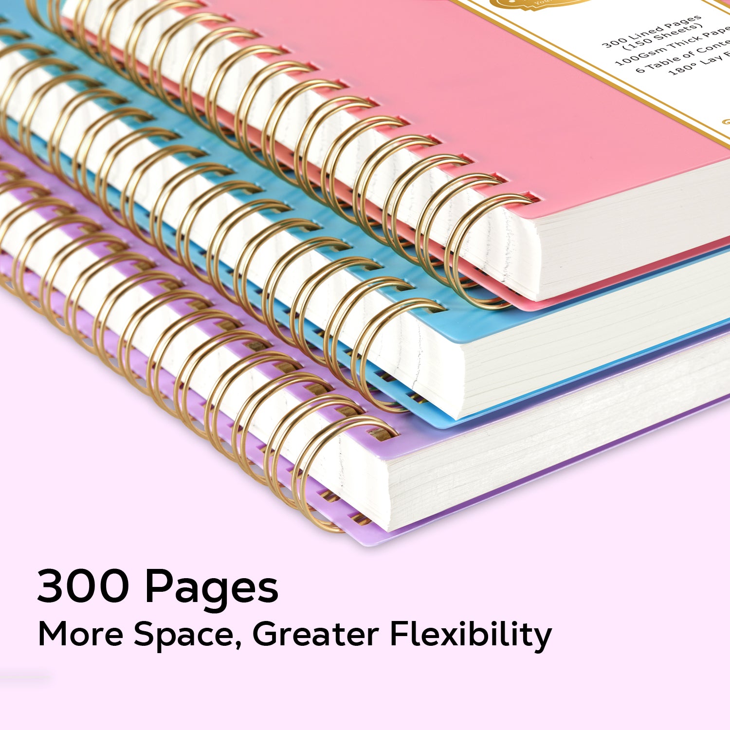 NIRMIRO A5 Spiral Notebook for Writing, 5.7”x8.4” Waterproof PVC Cover Notepad with Bookmark Ruler, 300 Pages of 100gsm No-Bleed College Ruled Paper for Office, Work & Note-Taking