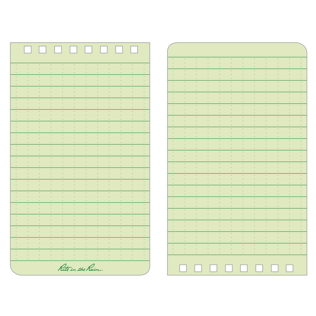 Rite in the Rain Weatherproof Notebook 3x5, 50 pages, Green