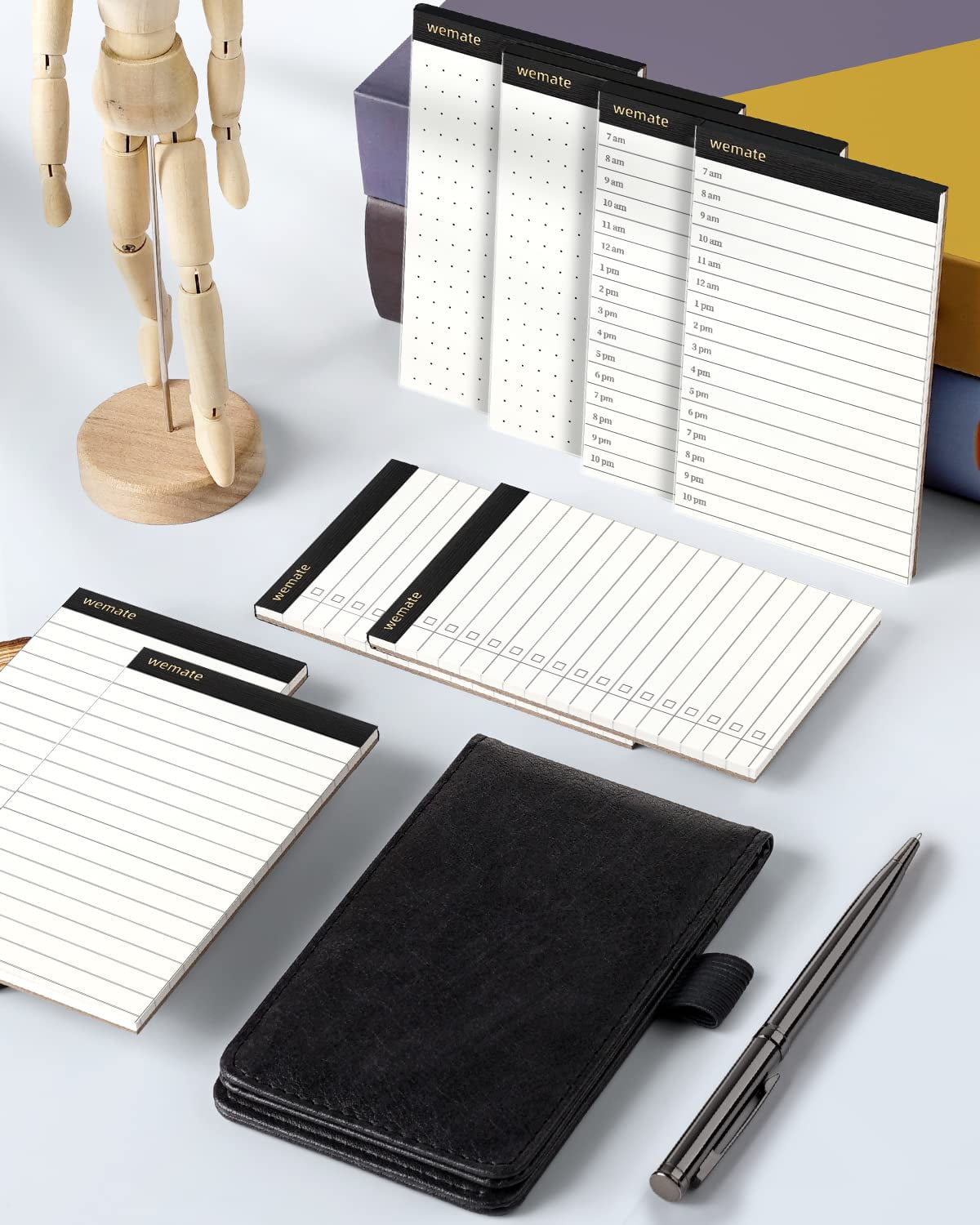 WEMATE Notepad Holder Set,for Meetings, Daily Records, and Notes Black