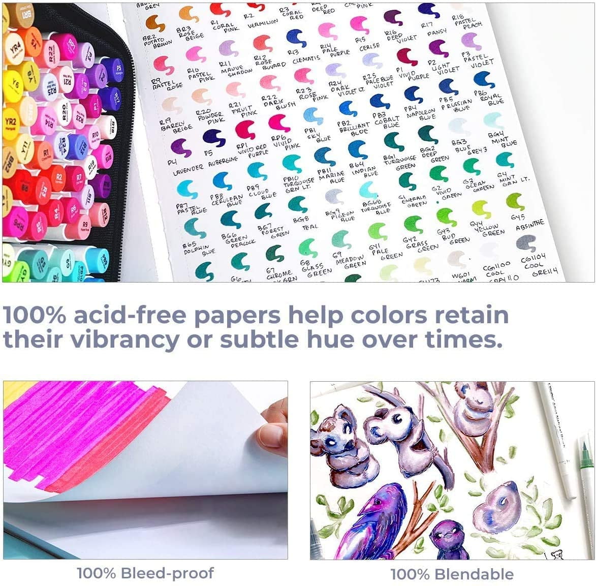 Ohuhu Sketchbook Marker Paper Pad: 8.3"x8.3" Square Drawing Papers 78 Sheets/156 Pages 120 LB/200 GSM Hardcover Sketching Books