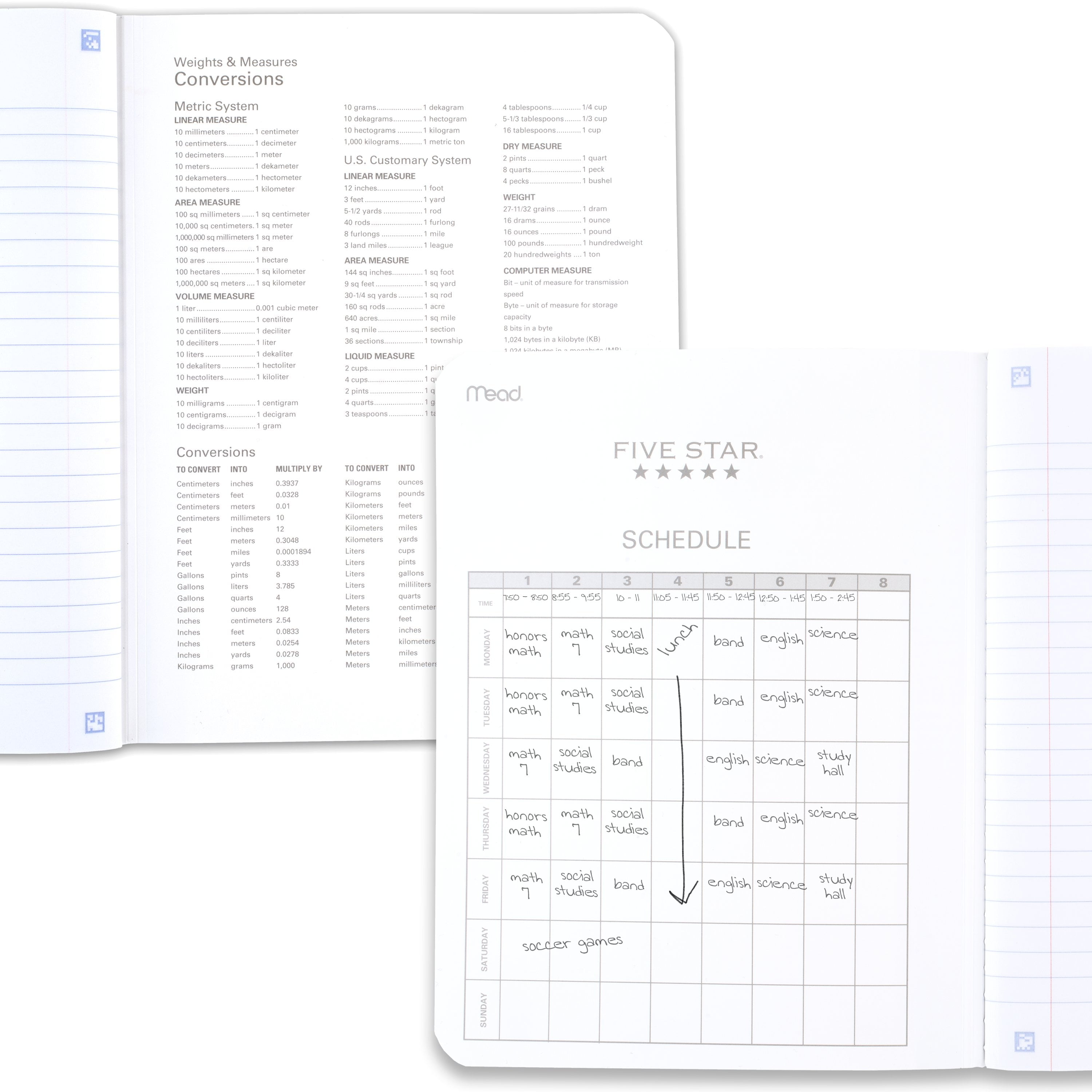 Five Star Composition Book Plus Study App, Wide Ruled, 80 Sheets, 7.5" x 9.75", Tidewater Blue