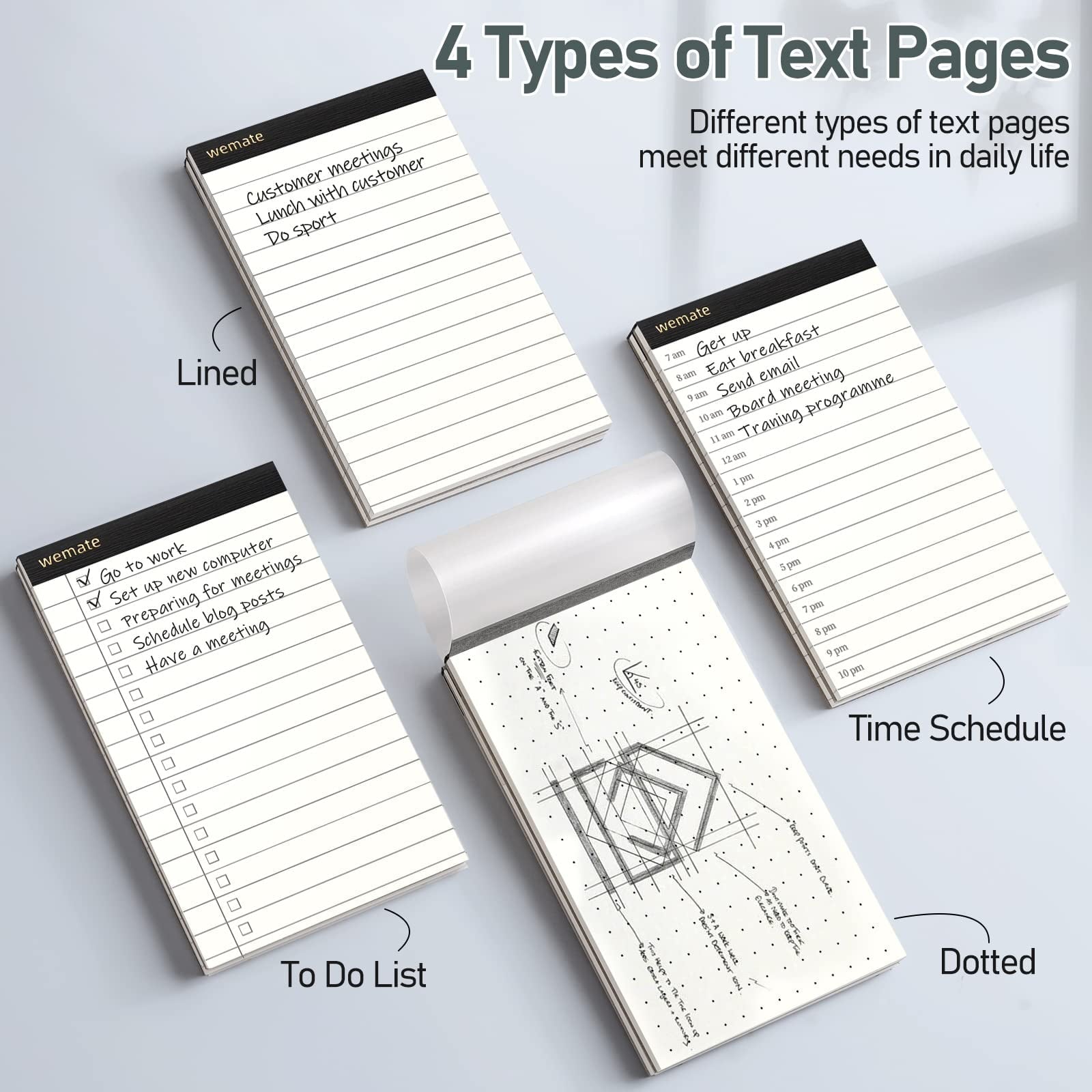 WEMATE Notepad Holder Set,for Meetings, Daily Records, and Notes Black