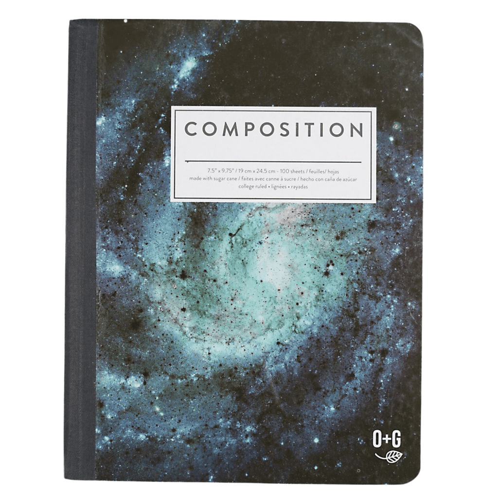 ONYX AND GREEN 6900 - COMPOSITION BOOK, 7.5’’X9.75’’/19X24.5CM 100 SHEETS MADE WITH SUGAR CANE, COLLEGE RULED, ASSORTED PRINTS PACKAGING: PRINTED UPC, SOY-BASED INK