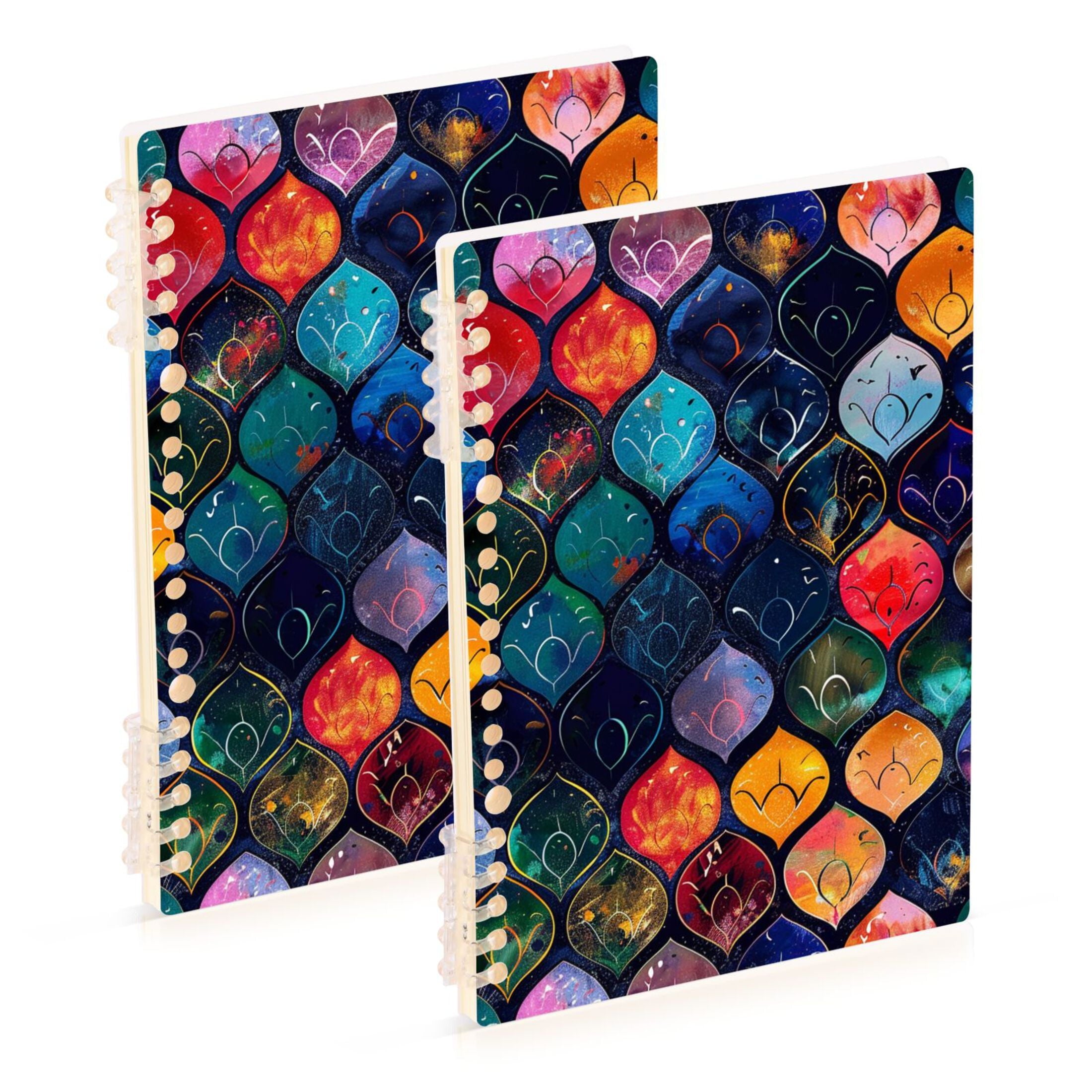 Ckdifva Glowing Fish Scales A5 Ring Binder Notebook Journey Note Diary College Ruled Study 60 Pages