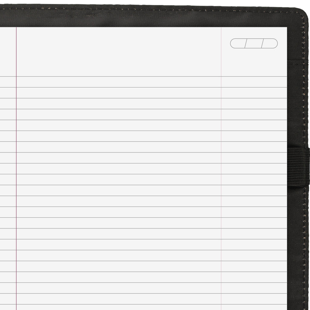Cambridge Limited Refillable Faux Leather Notetaker Notebook, 50 Ruled Sheets, 8.5" x 11", Black