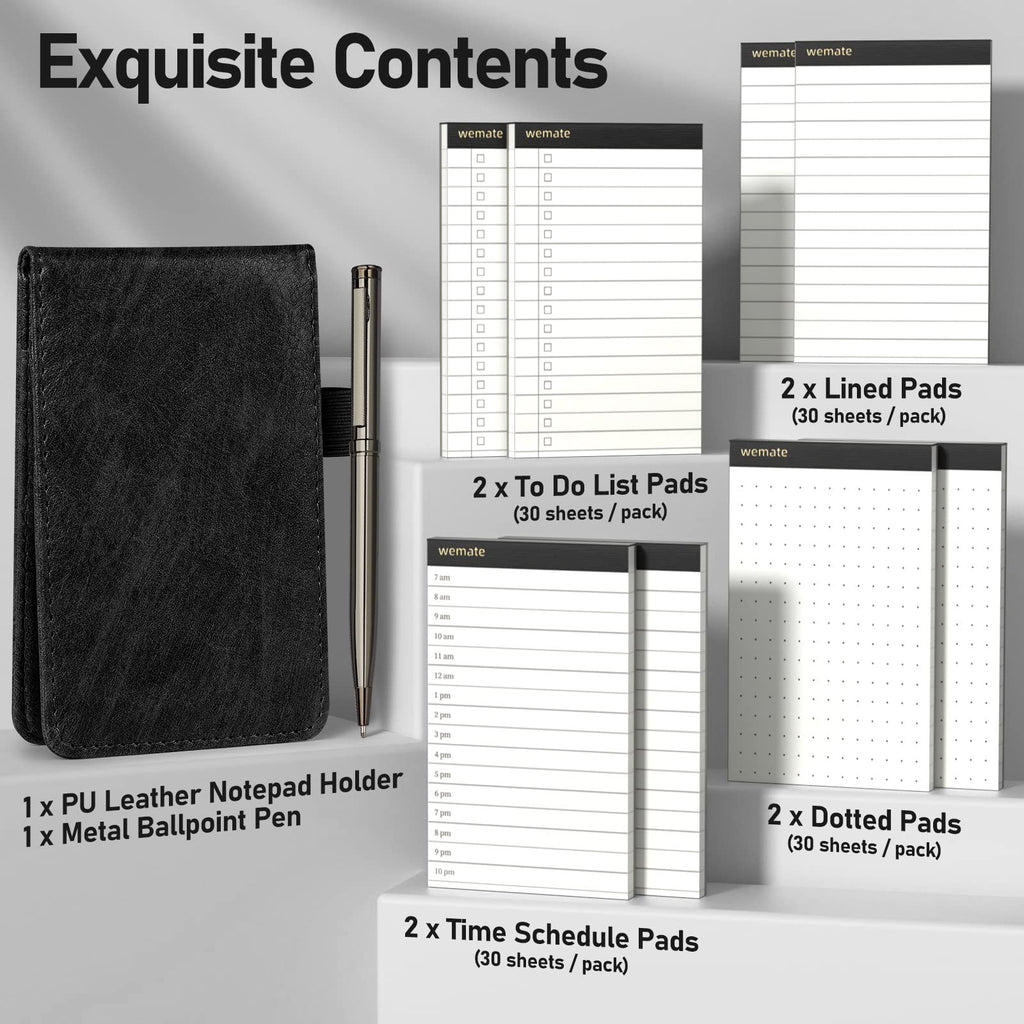 WEMATE Notepad Holder Set,for Meetings, Daily Records, and Notes Black