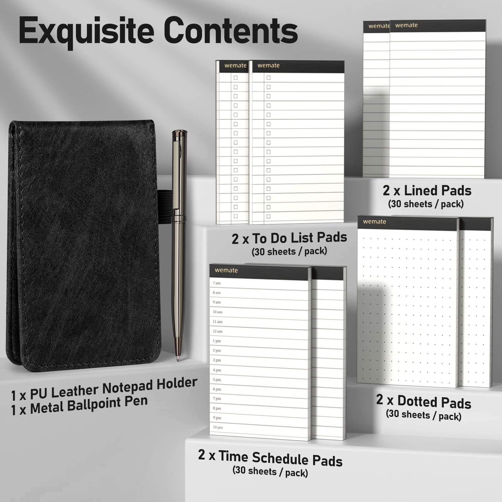 WEMATE Notepad Holder Set,for Meetings, Daily Records, and Notes Black