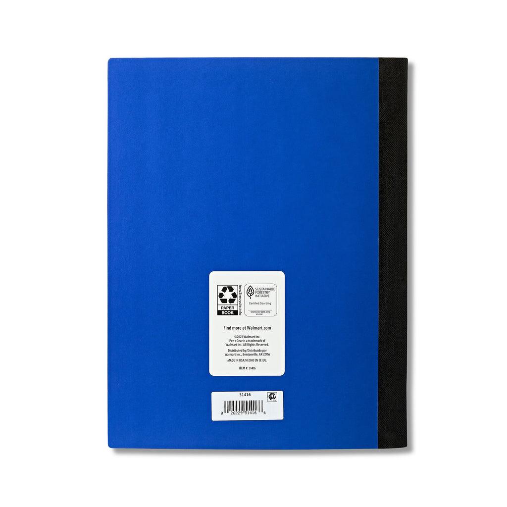 Pen+Gear College Rule Composition Book, 7.5" x 9.75", Blue, 80 Sheets, New