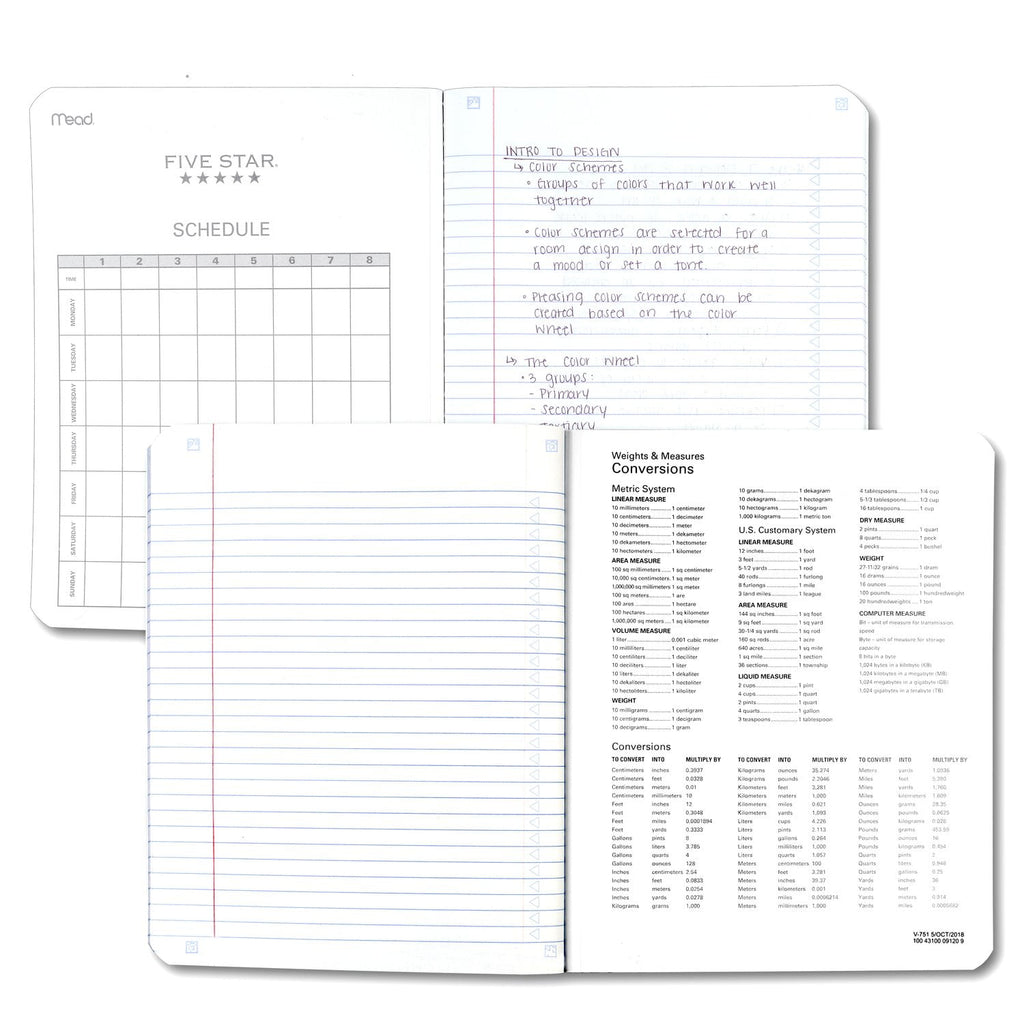 Five Star Composition Book Plus Study App, College Ruled, 80 Sheets, Poly, 7.5" x 9.75", Black