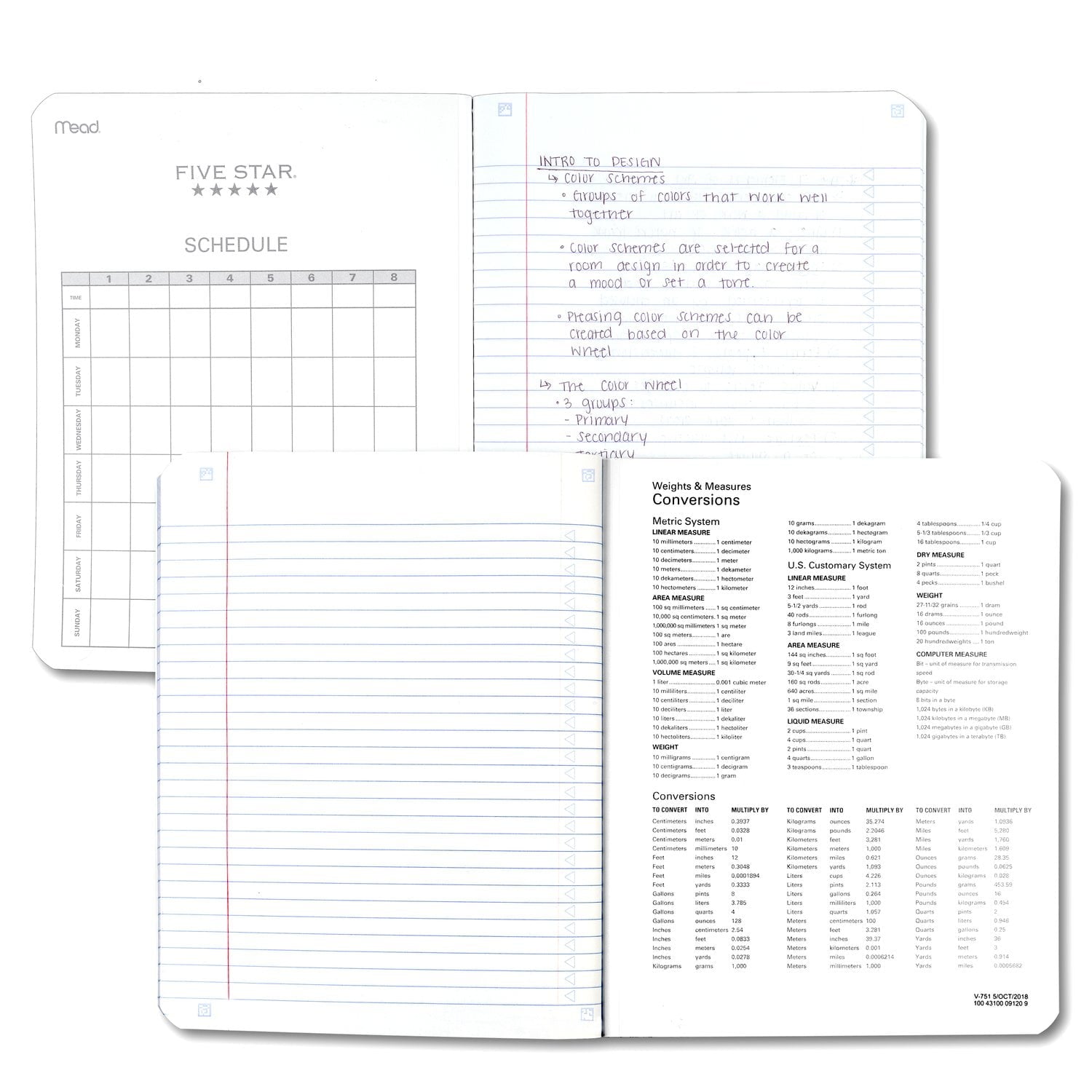 Five Star Composition Book Plus Study App, College Ruled, 80 Sheets, Poly, 7.5" x 9.75", Black