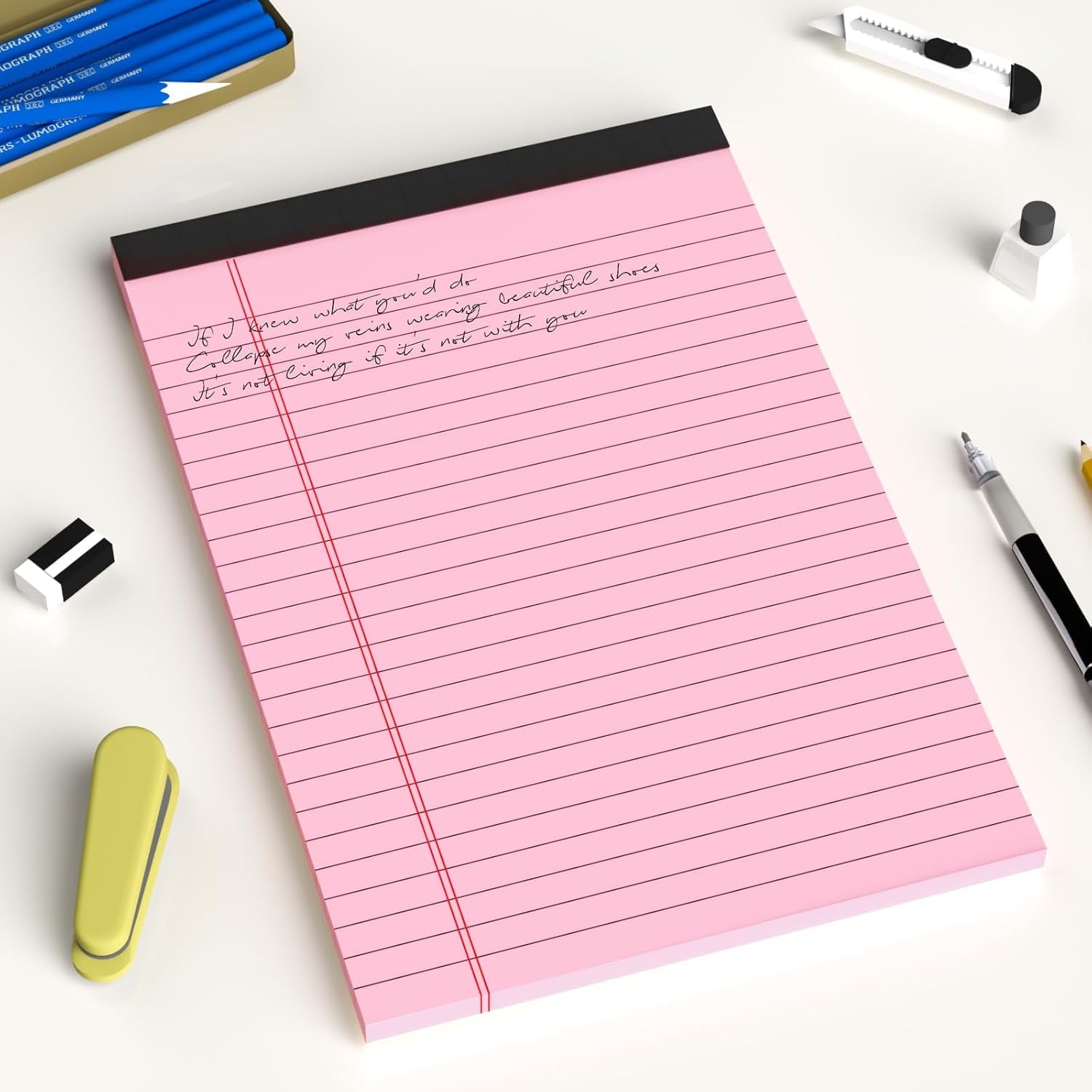 Ahot 6pcs Small Note Pad 5x8 College Ruled Pink Legal Pads Paper Notepads 6 Pack Study Back Writing Pads 5 x 8 Legal Pads Perforated Narrow Ruled Pads of Paper Pink