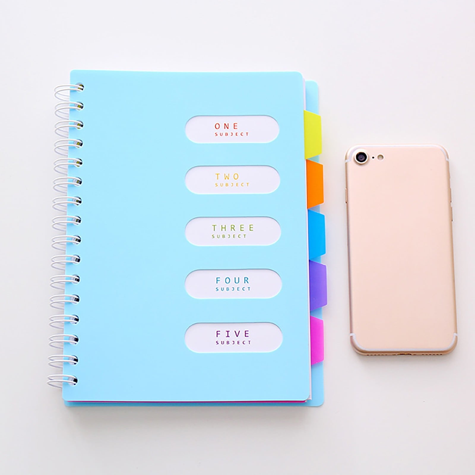 5 Subject Spiral Notebook with Divider Tabs, A5 Wide Ruled 6.7" × 8.4" Hardcover Tabbed Notebook Journal, 240 Pages