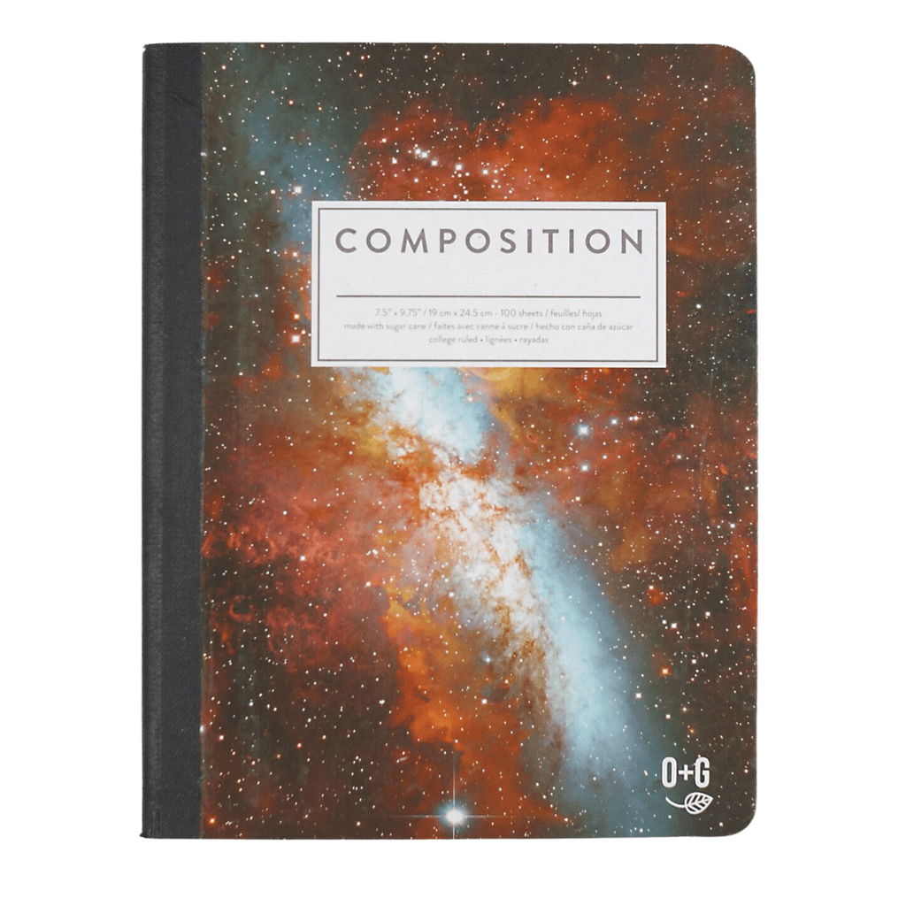 ONYX AND GREEN 6900 - COMPOSITION BOOK, 7.5’’X9.75’’/19X24.5CM 100 SHEETS MADE WITH SUGAR CANE, COLLEGE RULED, ASSORTED PRINTS PACKAGING: PRINTED UPC, SOY-BASED INK