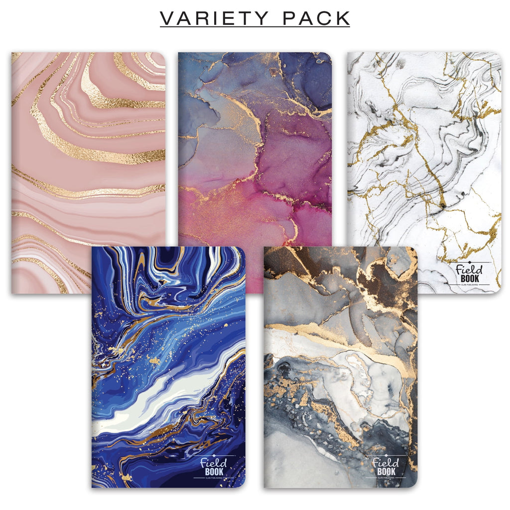 5 x 8 Field Book Set - Line Text / Combo Marble Covers