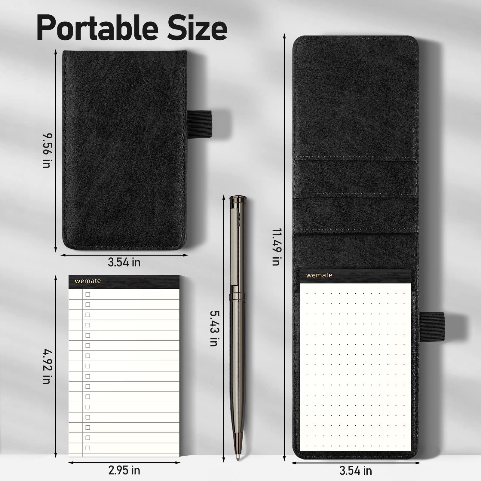 WEMATE Notepad Holder Set,for Meetings, Daily Records, and Notes Black