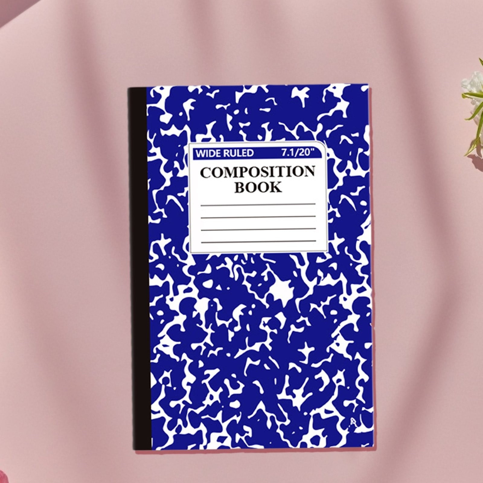 Marble Hardcover Wide Ruled Composition Notebook | 60 Pages (30 Sheets), 5.51 x 8.27 in, Sturdy Sewn Binding | Office, Journaling, Notes - 1 Pack