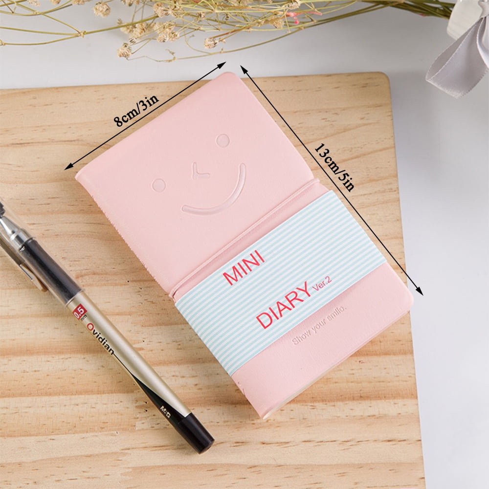 LZYMSZ 6PC Pocket Notebook, Mini Smiley Diary Notepads with Imitation-Leather Cover, Blank Pages, Portable Pocket Memo Book Easy to tear off, 12.5×7.5cm/5×3inch